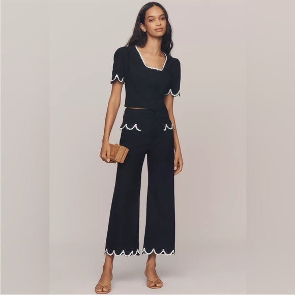 Maeve Scoop-Neck Lace-Trim Blouse - Picture 3 of 8